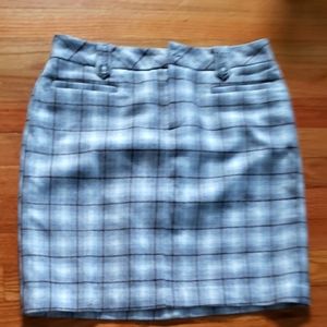 Eddie Bauer Skirt Womens 8 Gray Plaid Wool Blend Pencil Skirt
